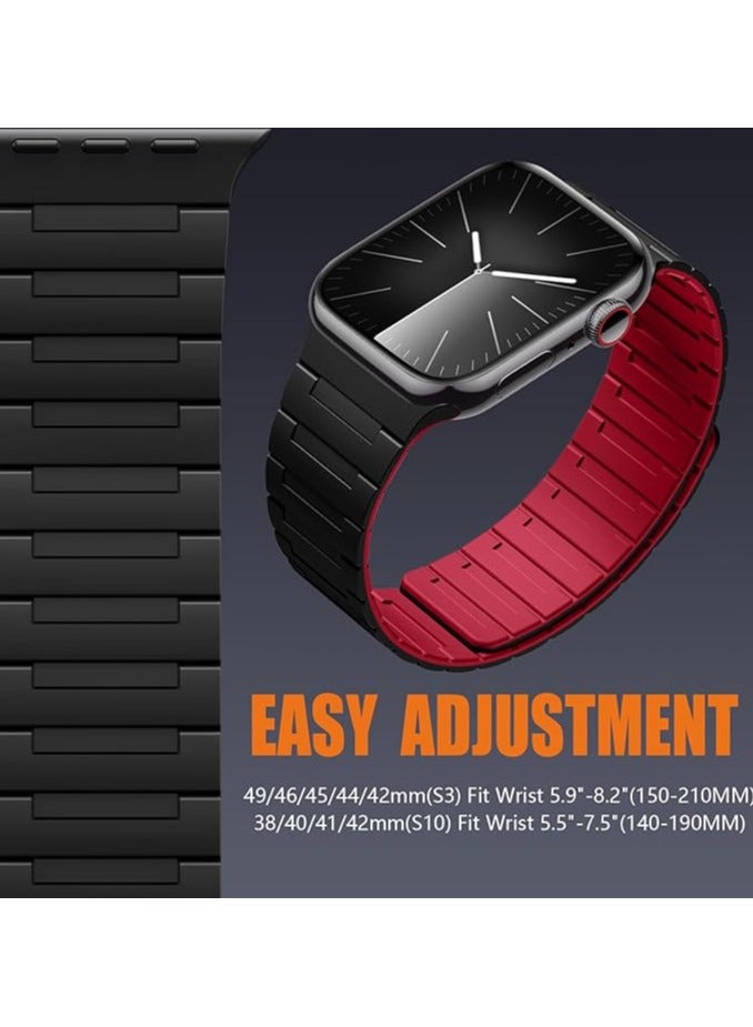 keloray سوار ساعة مغناطيسي متوافق مع ساعة آبل للرجال 44 مم 45 مم 46 مم 49 مم 42 مم 41 مم 40 مم 38 مم للنساء، حزام رياضي قوي مغناطيسي من السيليكون لسلسلة iWatch 10 9 ULTRA 2 SE 8 7 6 5 4 3 1 - Image 3