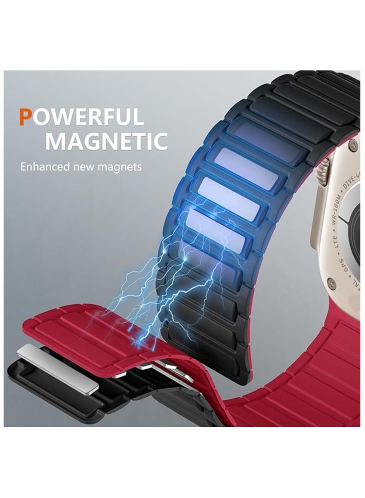 keloray سوار ساعة مغناطيسي متوافق مع ساعة آبل للرجال 44 مم 45 مم 46 مم 49 مم 42 مم 41 مم 40 مم 38 مم للنساء، حزام رياضي قوي مغناطيسي من السيليكون لسلسلة iWatch 10 9 ULTRA 2 SE 8 7 6 5 4 3 1 - Image 4