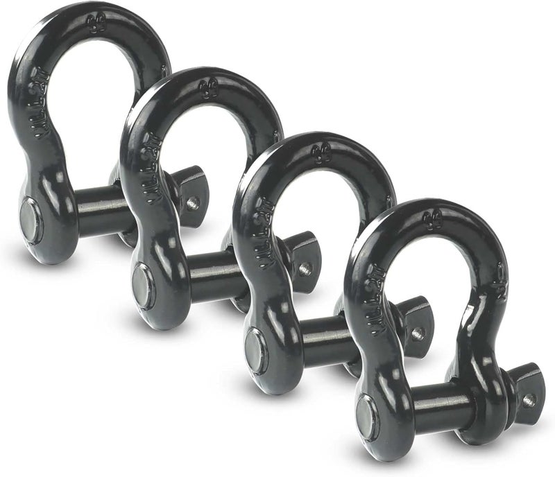 AYMMIC 1/2" D Ring Shackle,Bow Shackle with Screw Pin Clevis, 2 ton Working Load Limit,Tow Strap Hooks,for Most Vehicles with D-Ring mounts Such as Jeeps, ATV's, Trucks, Trailers(4 Pack) - Image 1