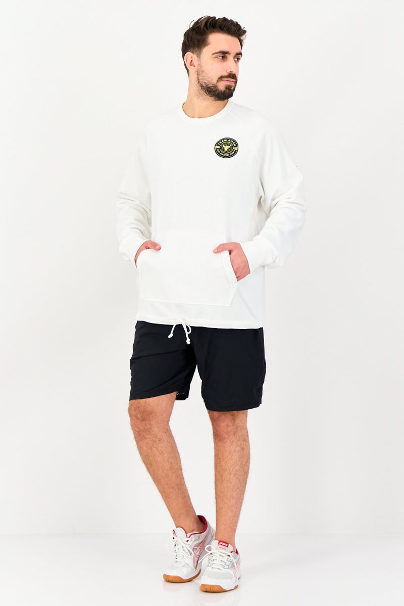 UNDER ARMOUR سويت شيرت رجالي فضفاض بأكمام طويلة للخارج، أبيض - Image 4