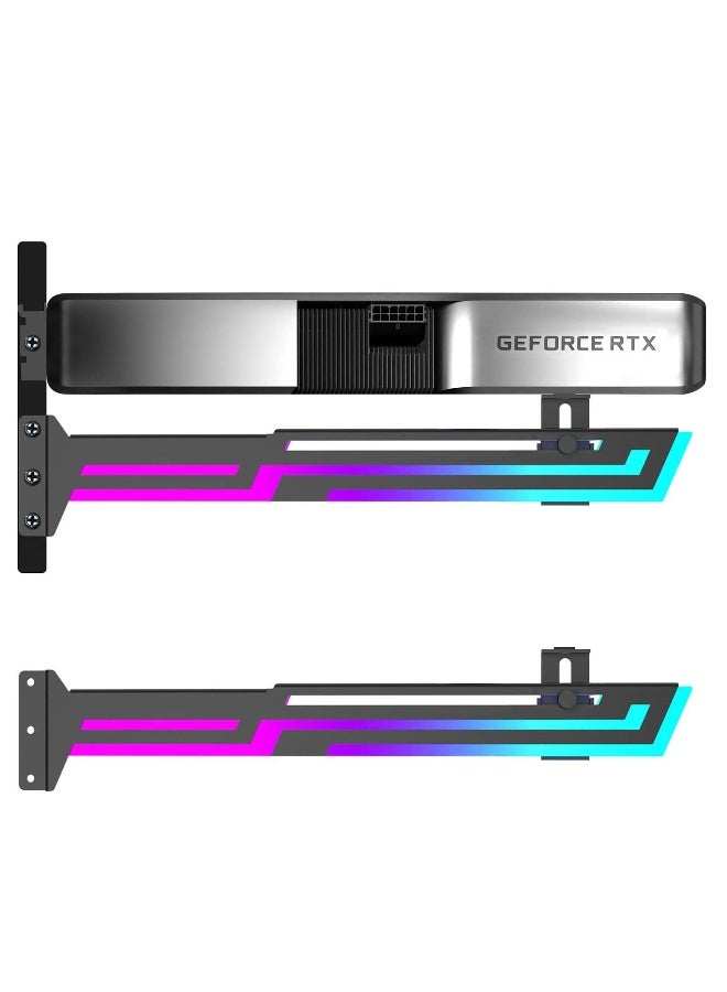 Adjustable ARGB GPU Support Bracket GPU Brace Support 5V 3Pin Addressable GPU Holder RGB GPU Support Stand GPU Support Video Card Holder Bracket Adjustable Length and Height GPU Stand Black - Image 1