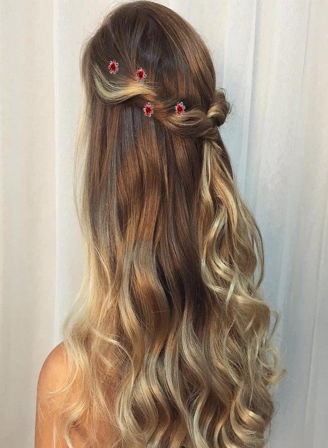 QIUTIMIY 20 Pack (Red) Crystal Hair Pins Rose Flower Rhinestone Hair Clips for Bridal Wedding Women Hair Jewelry Accessories, with Clear Container - Image 4