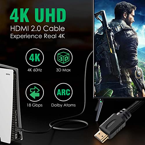 AGARO HDMI Cable 3 Meters, Premium High Speed 2.0, 18Gbps 4K@60Hz Support HDR, 3D, ARC, HDCP 2.2, Cotton Braided Cord for PS5/PS4/Xbox/Apple TV/Projector - Image 2