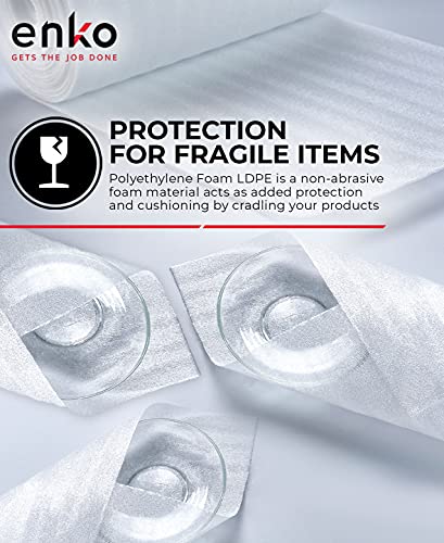 enKo Products enKo Foam Wrap Roll (1-Roll) 12" Wide x 600" Length (Inch) Foam Wrap Roll Cushioning Moving Supplies Protect Glasses, China, Dishes for Shipping Storing Packing with 20 Fragile Stickers Labels - Image 5