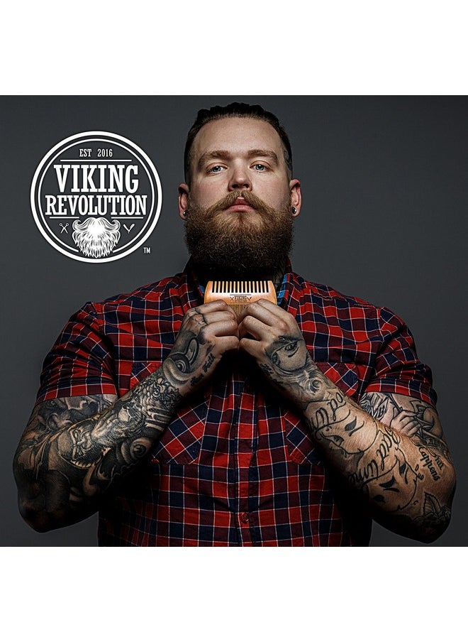 Viking Revolution Wooden Beard Comb & Case, Dual Action Fine & Coarse Teeth, Perfect for use with Balms and Oils, Top Pocket Comb for Beards & Mustaches by Viking Revolution  - Image 3