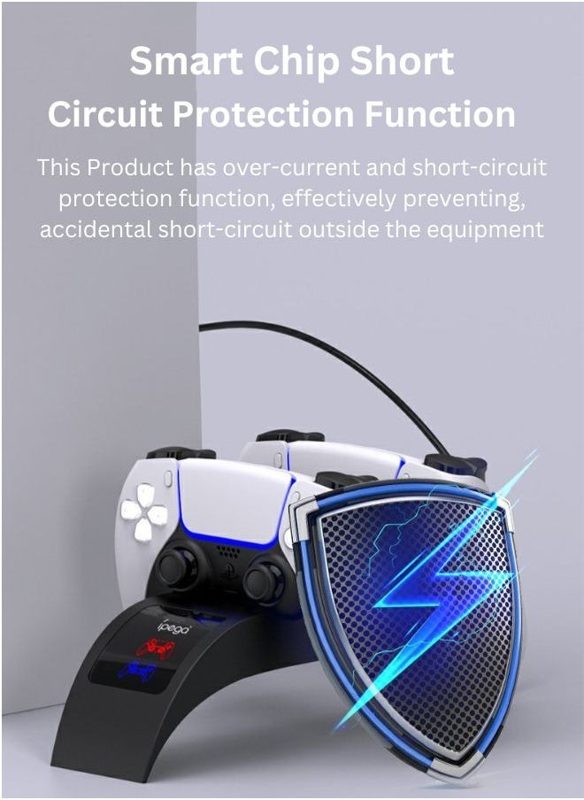 Ipega - PS5 Charging Station for Sony Playstation 5 Dualsense Controllers Upgraded Dual Purpose PS5 Controller Charger Station Dock Accessories with 2.5H Fast Charging - Image 1