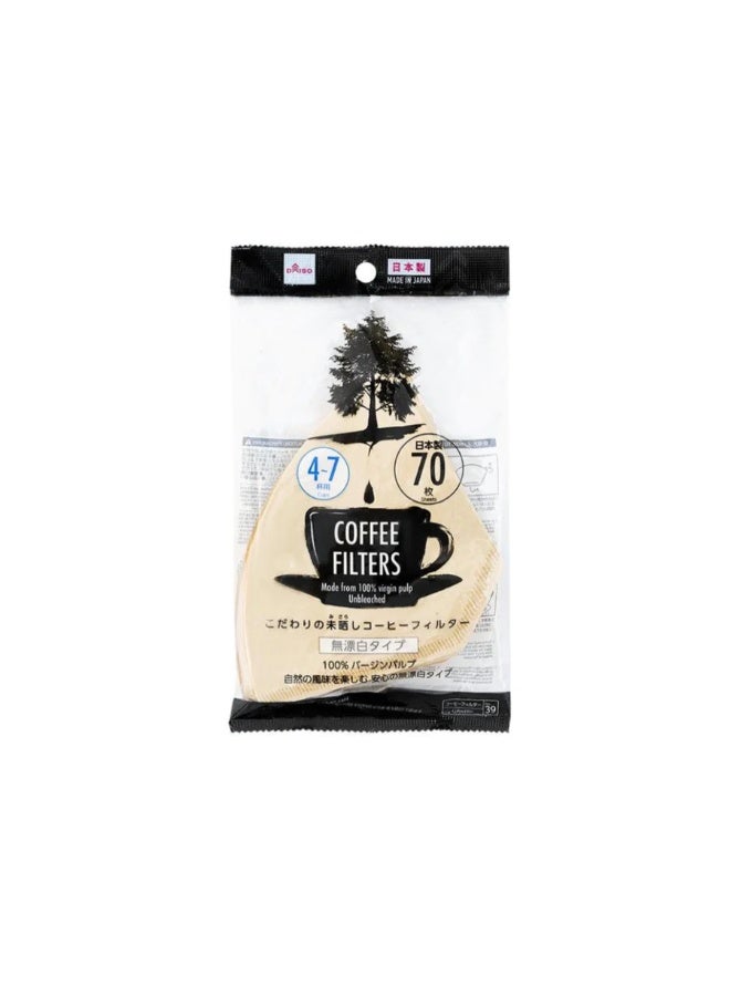 Daiso Japan Daiso Coffee Filter 4–7 Cups – Brown, Unbleached, 70 Sheets – Japan - Image 1