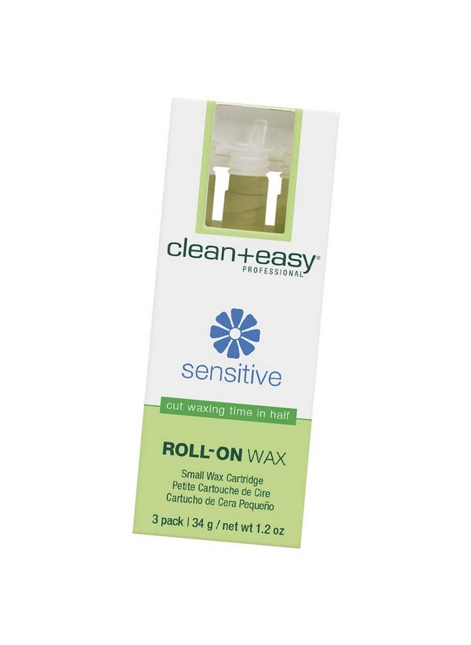 Clean + Easy Clean + Easy Small Sensitive Roll-On Wax Refill, for Hygienic Facial And Body Hair Removal Treatment, Great for Sensitive Skin, Ideal for All Skin and Hair Types - 3 Packs  - Image 1
