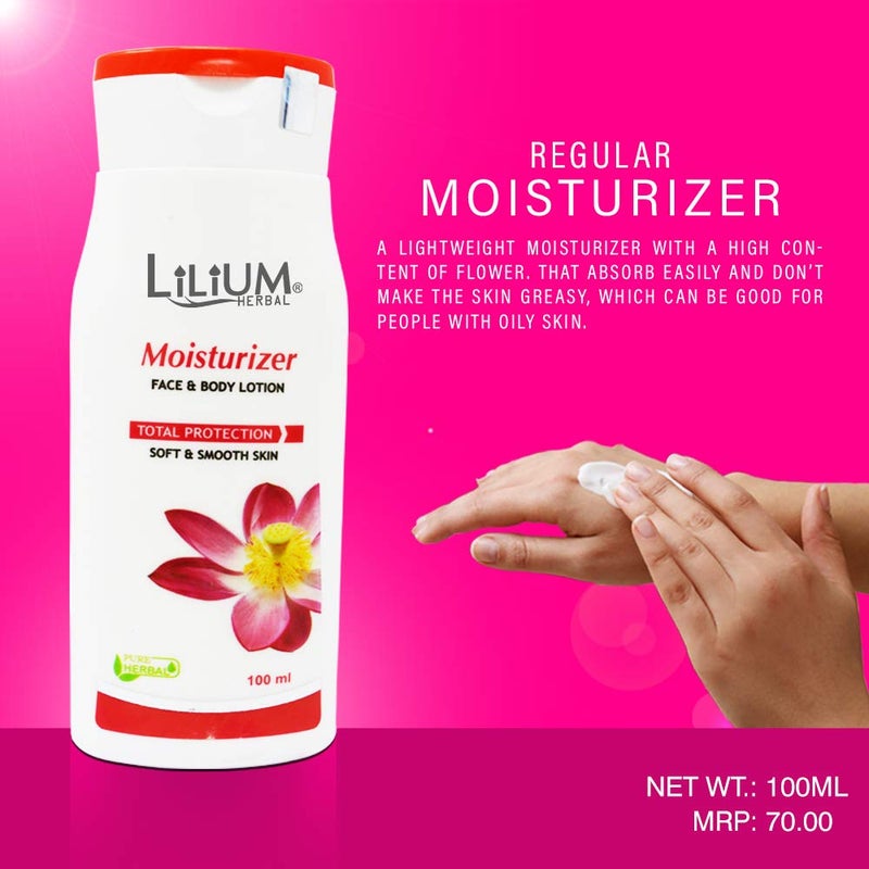 Lilium Herbal Regular Moisturizer Face & Body Lotion 100ml Pack of 2 - Image 2