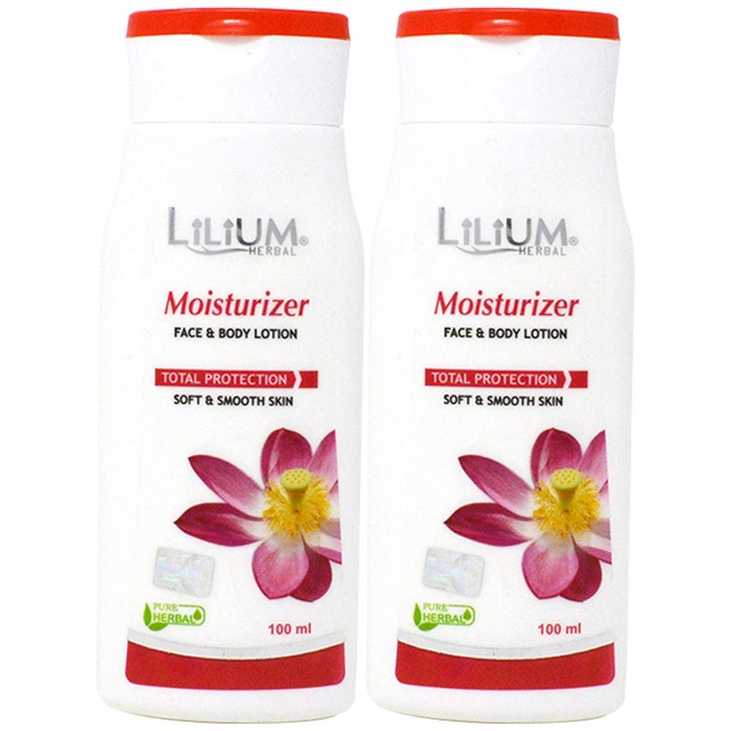 Lilium Herbal Regular Moisturizer Face & Body Lotion 100ml Pack of 2 - Image 1