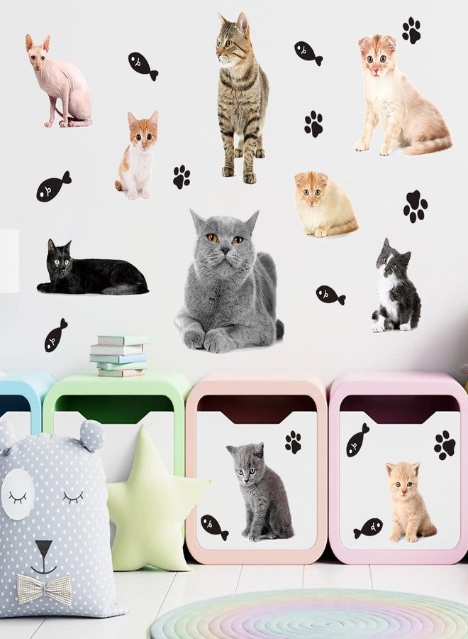 WOYINIS 3D Lovely Kitty Wall Decals Kitten Stickers DIY Removable Fish Cat Paws Wall Stickers Peel and Stick Kitten Wall Decals for Girls Bedroom Playroom Nursery Wall Decor - Image 4