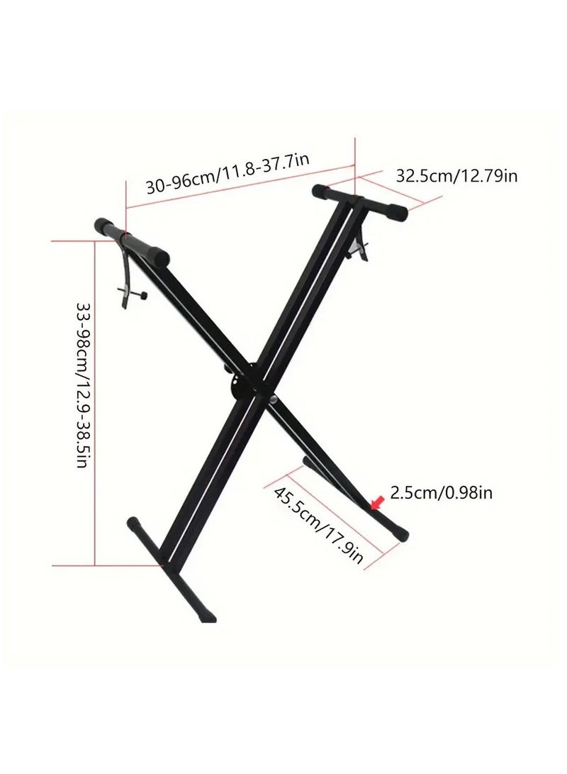 Arabest Piano Stand Frameworks Deluxe X-Style Keyboard Stand Height & Width Adjustable with Quick Release Mechanism, For 54-88 Key Electric Pianos, Black - Image 2