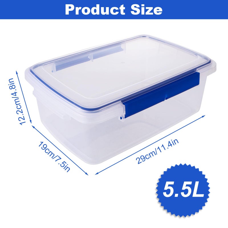 MUXHEL 2 Pcs Large Food Storage Containers with Airtight Lid, 5.5L Reusable Meal Prep Container, Food-Grade Plastic Bread Box for Homemade Bread, Cookies, Food - Image 2