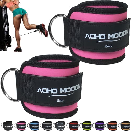 AOHO MOOON Comfortable Adjustable Ankle Straps for Cable Machines Women, Gym Workout Leg Straps, Ankle Cuffs for Glute Workouts, Foot Straps for Kickback, One Size Fit All with D Ring - Image 1