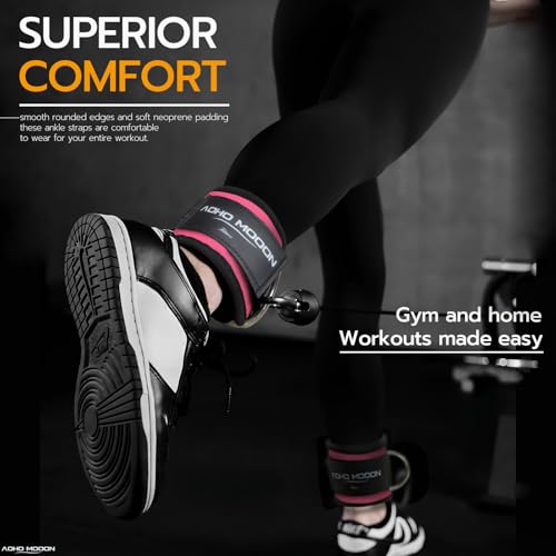 AOHO MOOON Comfortable Adjustable Ankle Straps for Cable Machines Women, Gym Workout Leg Straps, Ankle Cuffs for Glute Workouts, Foot Straps for Kickback, One Size Fit All with D Ring - Image 5