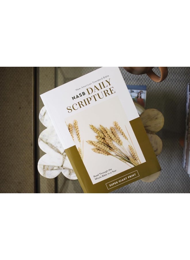 null - NASB, Daily Scripture, Super Giant Print, Paperback, White/Gold, 1995 Text, Comfort Print: 365 Days to Read Through the Whole Bible in a Year - Image 1