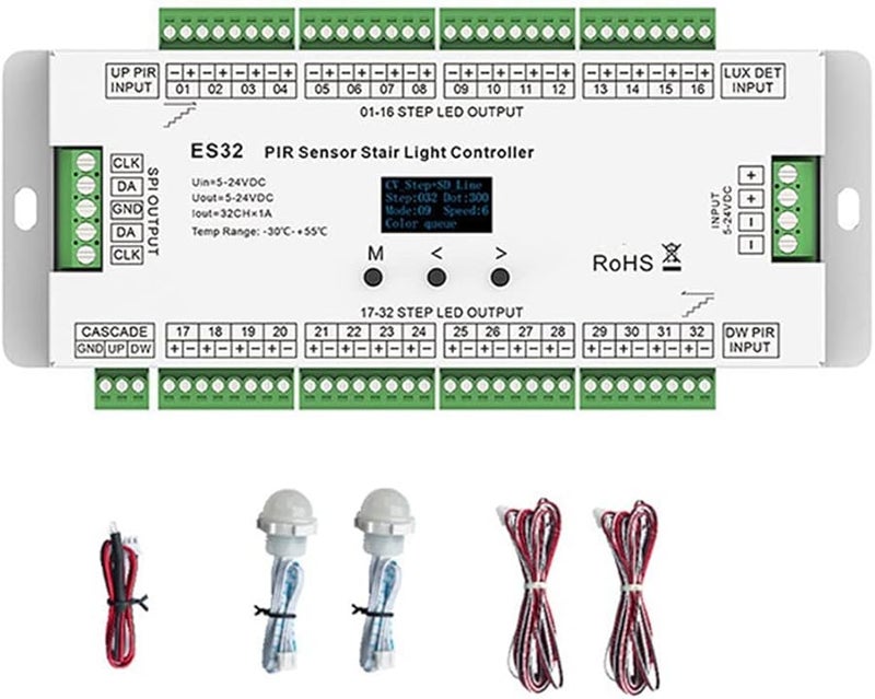ES32 PIR Sensor Stair Light Controller 32CH Human Body Infrared Switch Single Color - Image 1