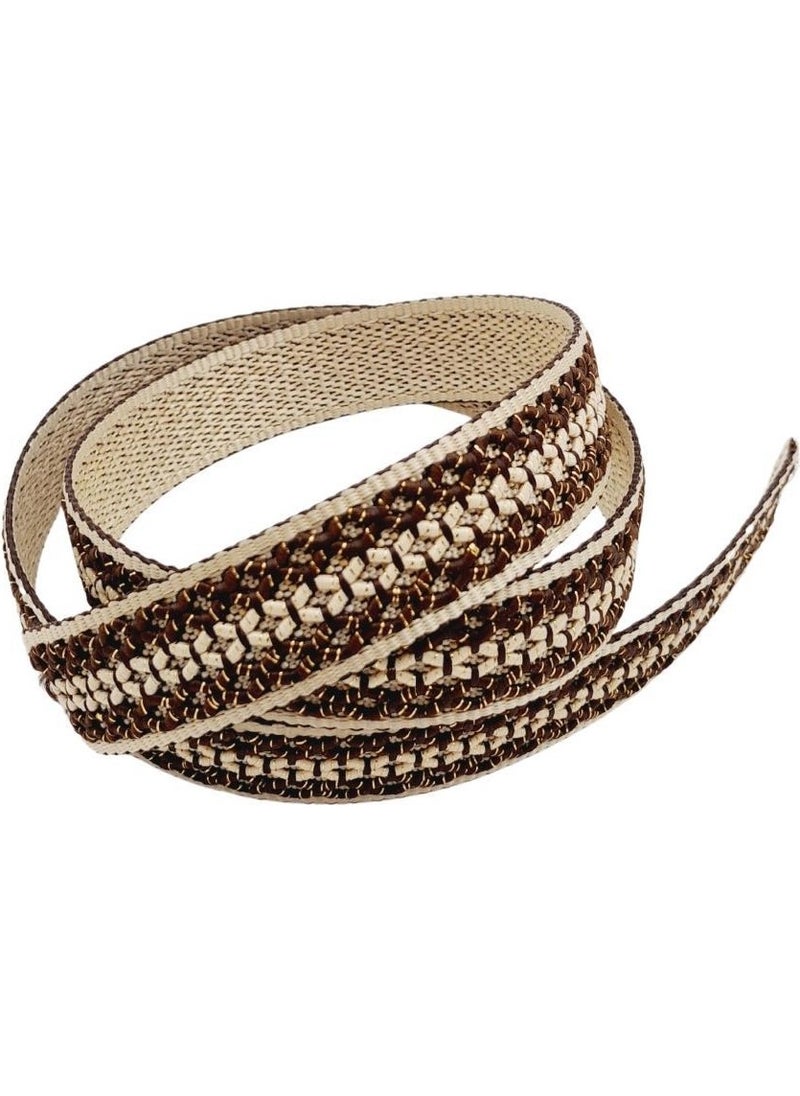 Angel Çanta Aksesuar Angel Bag Accessory 3 cm Polyester Column Beige Brown Glitter 1 Meter  - Image 2