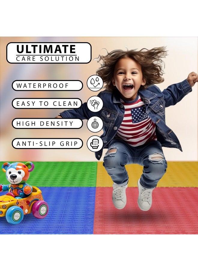 Easy Home EASYHOME Baby Interlocking Play Mats for Crawling and Playing, Multicolor Play Mat for Kids - Protective Interlocking Floor Tiles for Kids Play Room- 60x60cm - 11mm Thick (Pack of 4-16 Square Foot)  - Image 4