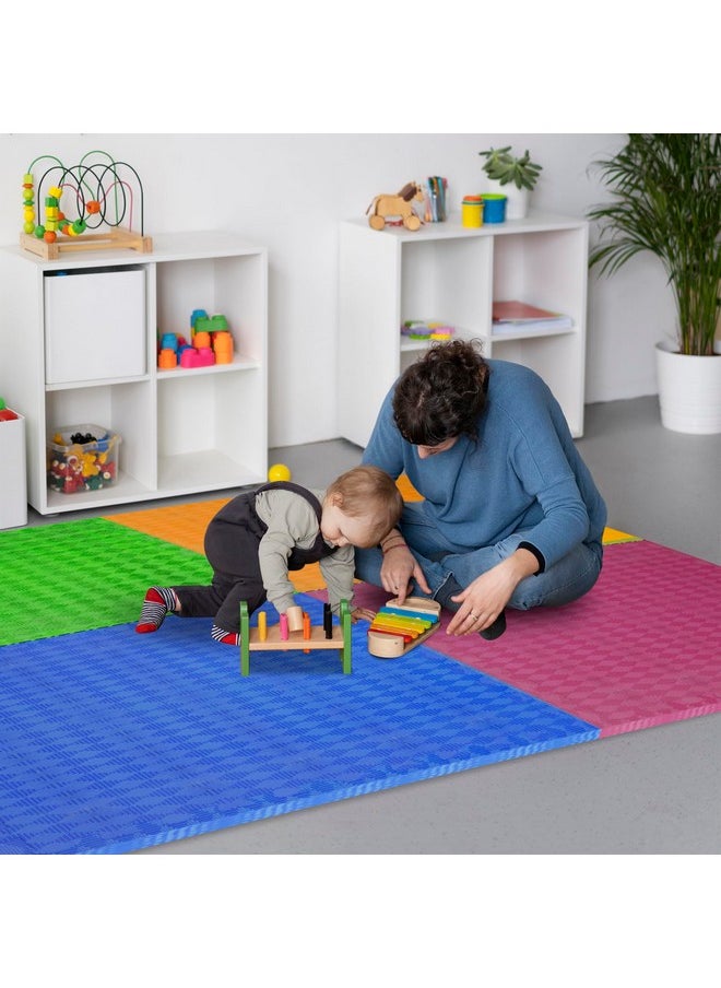 Easy Home EASYHOME Baby Interlocking Play Mats for Crawling and Playing, Multicolor Play Mat for Kids - Protective Interlocking Floor Tiles for Kids Play Room- 60x60cm - 11mm Thick (Pack of 4-16 Square Foot)  - Image 2