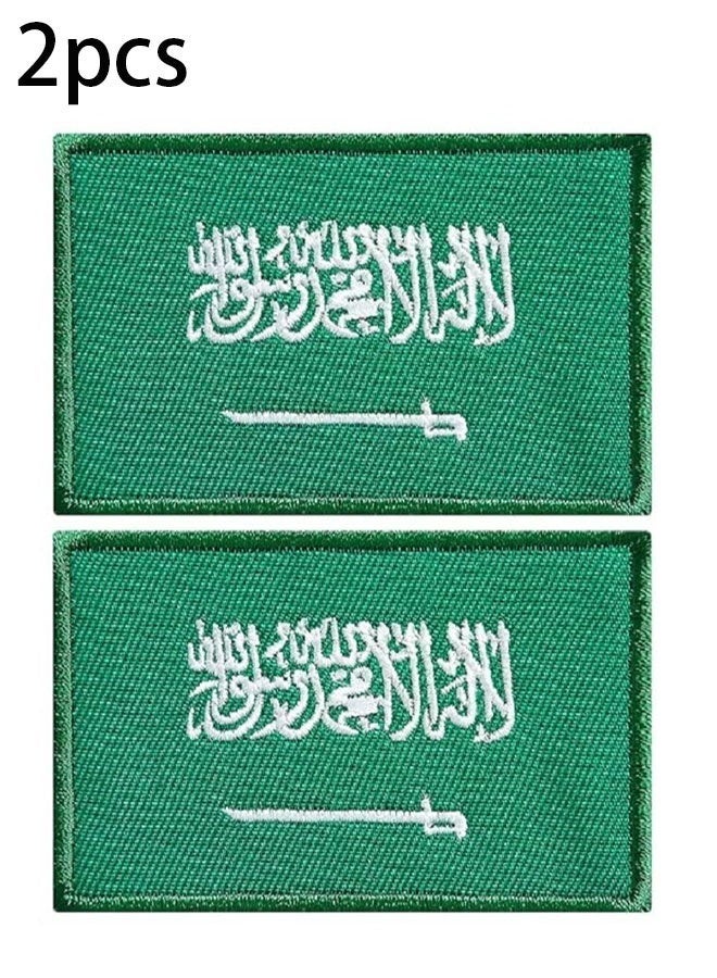 2 Pieces Saudi Arabia Flag Patches Saudi Arabia Flag Embroidered Patches and Saudi Arabia Coat of Arms with Fabric Tape, Suitable for Patches on Jackets, Clothing, Backpacks - Image 1