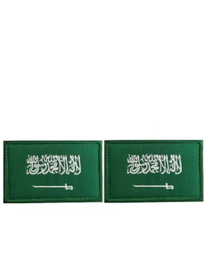 2 Pieces Saudi Arabia Flag Patches Saudi Arabia Flag Embroidered Patches and Saudi Arabia Coat of Arms with Fabric Tape, Suitable for Patches on Jackets, Clothing, Backpacks - Image 2