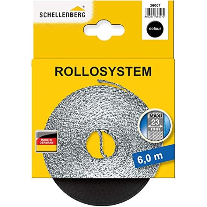 Schellenberg 36007 Rolladengurt Maxi 23 Mm Breit, 6 M Lang Easy To Replace, Black - Image 1
