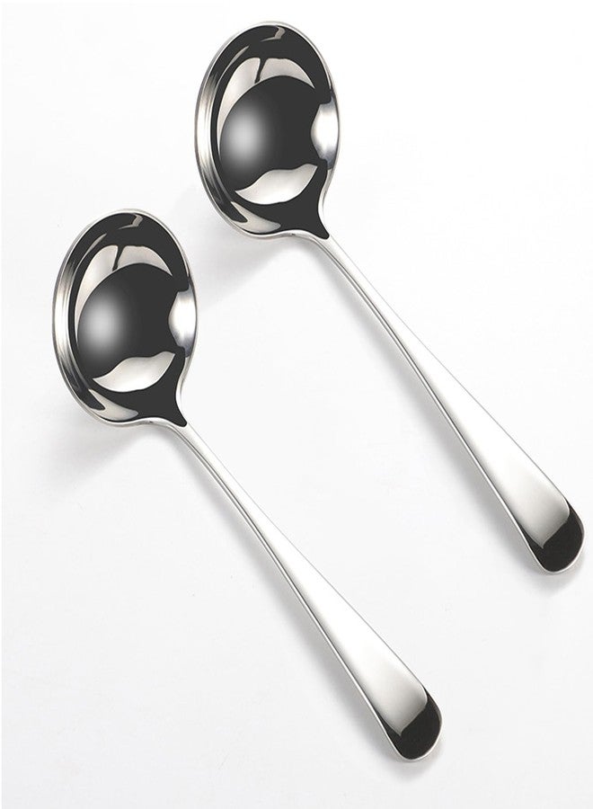 ZDFQly Small Ladle, 304 Stainless Steel Small Gravy Soup Serving Ladle for Sauces or Serving Soup Spoon, Silver (2 pack) - Image 1