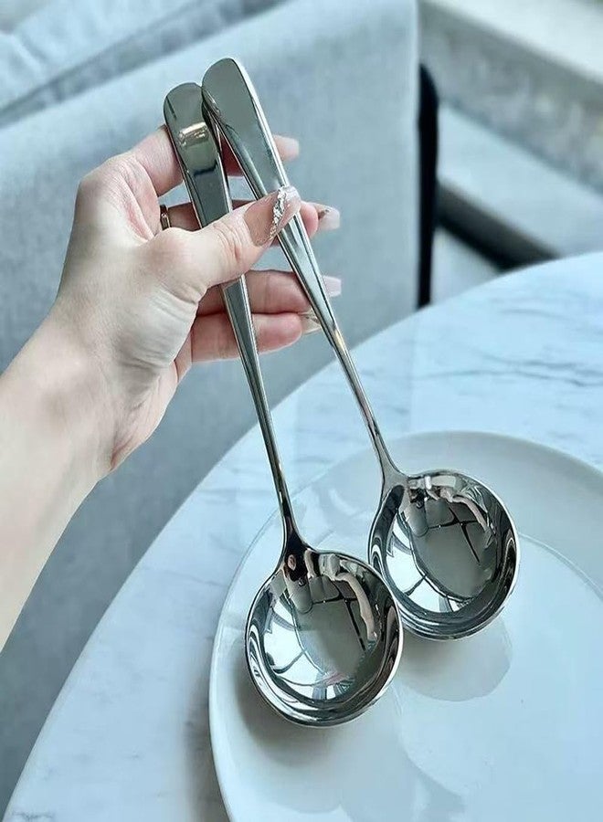 ZDFQly Small Ladle, 304 Stainless Steel Small Gravy Soup Serving Ladle for Sauces or Serving Soup Spoon, Silver (2 pack) - Image 3