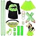 WILDPARTY 80s Costume Accessories for Women TShirt Tutu Fanny Pack Headband Earring Necklace Fishnet Gloves Legwarmers 80s Party Halloween Outfit for Women 24PCS Green M - Image 3