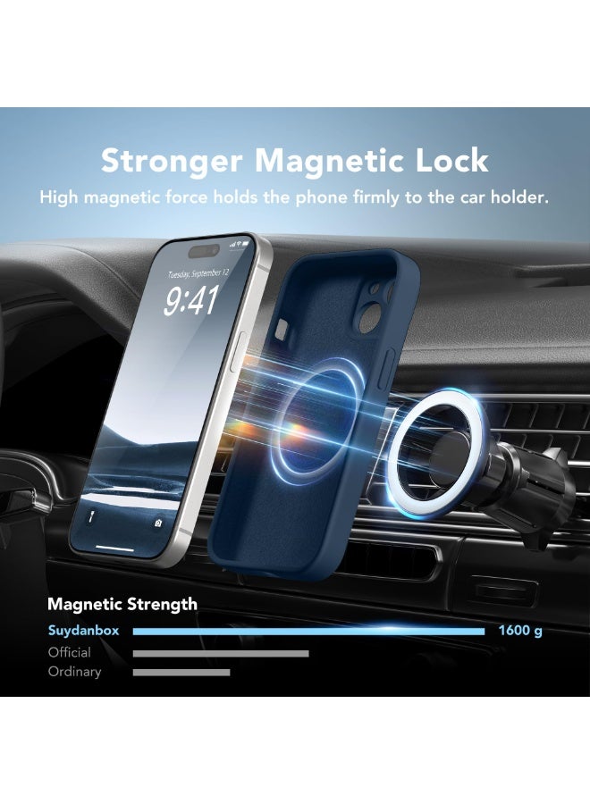 SUYDANBOX Magnetic for iPhone 15 Case, Compatible with MagSafe, [Screen Protector + Full Camera Protection], Silicone Shockproof Anti-Scratch Protective Phone Case for iPhone 15 6.1", Cobalt Blue - Image 3