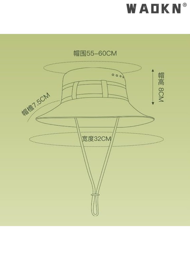 WAOKN Brim Sun Hats, Bucket Hat for Fishing Hiking Garden,Waterproof Sun Hat Wide Brim Bucket Hat UV Protection Boonie Hat,Mountaineering Cap，Summer Beach Bucket Hat for Men Women(Green) - Image 5