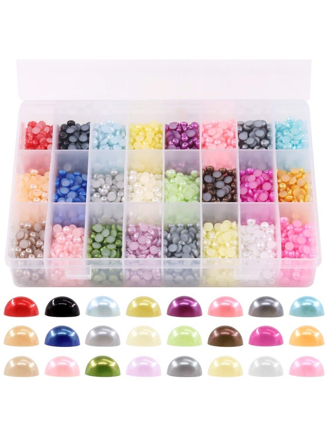 Glarks 2880Pieces 6Mm 24 Colors Beads Flat Back Half Round Pearl Cabochon Pearl Flatback For Nail Craft Scrapbook Diy Decoration - Image 1