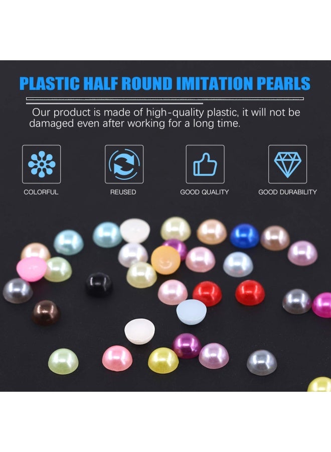 Glarks 2880Pieces 6Mm 24 Colors Beads Flat Back Half Round Pearl Cabochon Pearl Flatback For Nail Craft Scrapbook Diy Decoration - Image 3