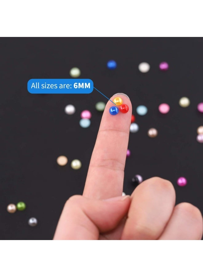 Glarks 2880Pieces 6Mm 24 Colors Beads Flat Back Half Round Pearl Cabochon Pearl Flatback For Nail Craft Scrapbook Diy Decoration - Image 4