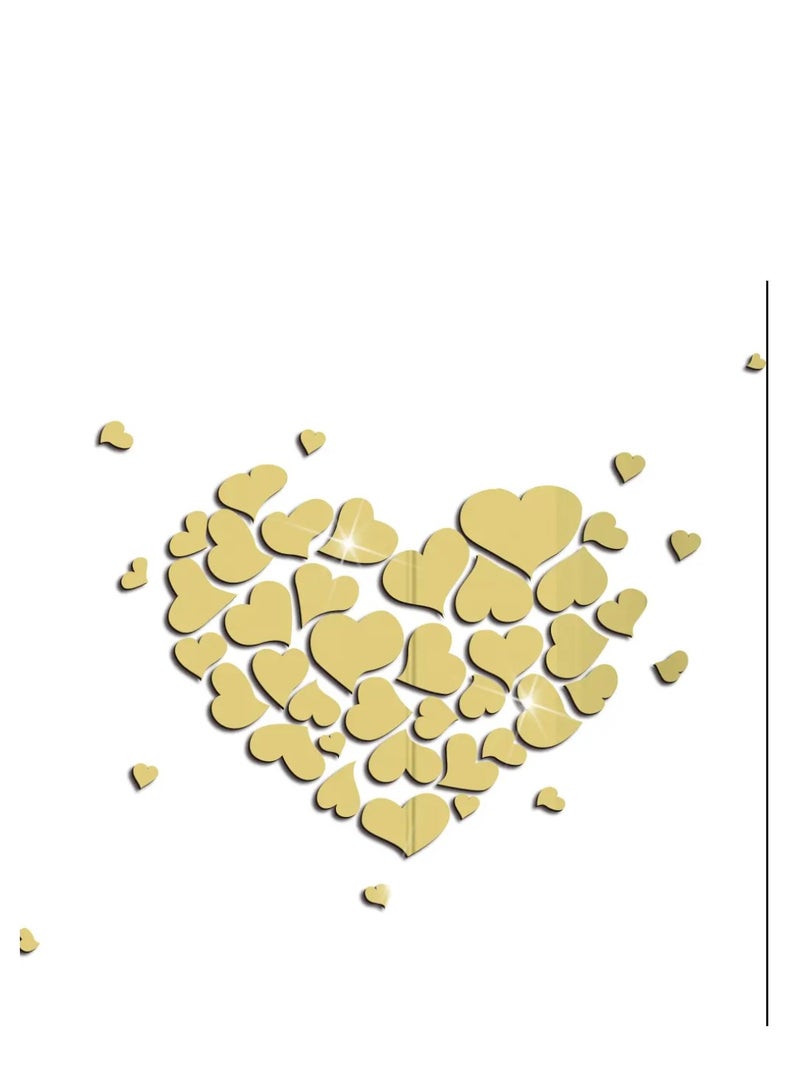 DIY Bands Heart Shape Mirror Wall Decal, 3D Acrylic Heart Mirrors Wall Decor, Removable Heart Art Wall Sticker For Living Room Bedroom, Home Decoration Medium  - Image 1