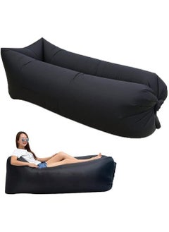 Meetion Air Sofa, Inflatable Lounger Inflatable Couch for Travelling, Outdoor, Camping, Hiking, Beach Parties, Picnic, Backyard, Lakeside, air Hammock Inflatable Lounger (Black)  - Image 1