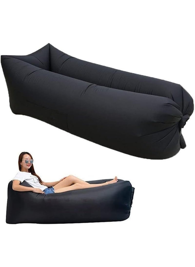 Meetion Air Sofa, Inflatable Lounger Inflatable Couch for Travelling, Outdoor, Camping, Hiking, Beach Parties, Picnic, Backyard, Lakeside, air Hammock Inflatable Lounger (Black)  - Image 1