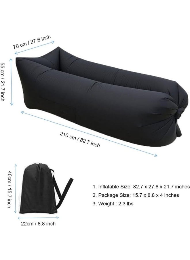 Meetion Air Sofa, Inflatable Lounger Inflatable Couch for Travelling, Outdoor, Camping, Hiking, Beach Parties, Picnic, Backyard, Lakeside, air Hammock Inflatable Lounger (Black)  - Image 2