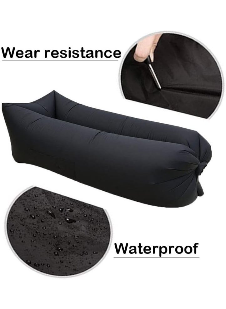 Meetion Air Sofa, Inflatable Lounger Inflatable Couch for Travelling, Outdoor, Camping, Hiking, Beach Parties, Picnic, Backyard, Lakeside, air Hammock Inflatable Lounger (Black)  - Image 3