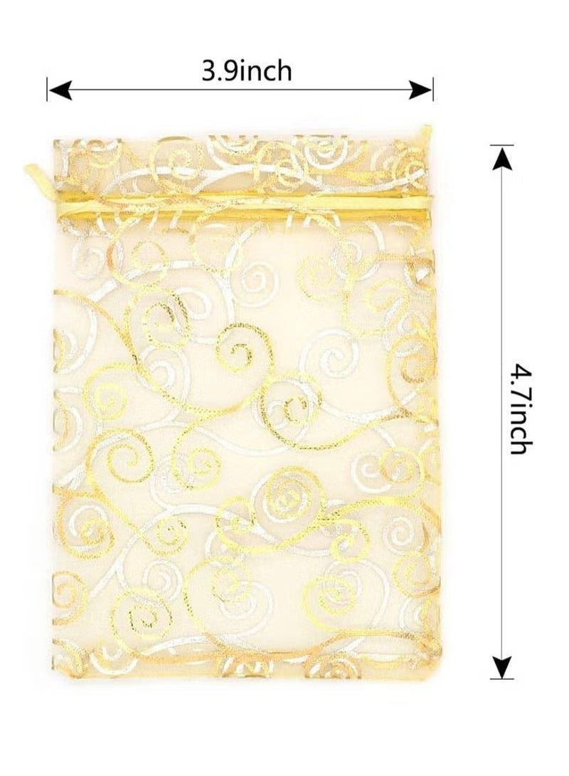 100Pcs Gold Organza Bags for Party Favor Bags Small Business Candy Bags Mesh Bag Wedding Favors Small Gift Bags 4 x 4.7in - Image 2