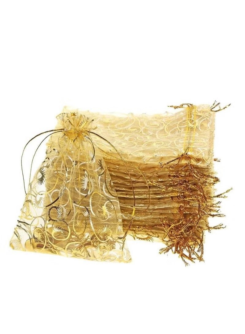 100Pcs Gold Organza Bags for Party Favor Bags Small Business Candy Bags Mesh Bag Wedding Favors Small Gift Bags 4 x 4.7in - Image 5