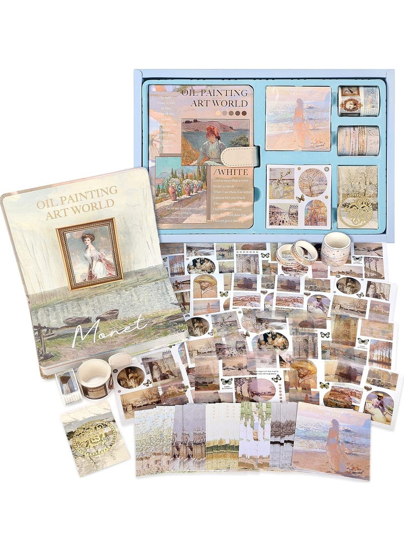 general Aesthetic Scrapbooking Kit, Vintage Oil Painting Bullet Junk Journal Kit with Scrapbooking Supplies, B6 Notebook with Full Colour Inserts DIY Scrapbooking - Image 1