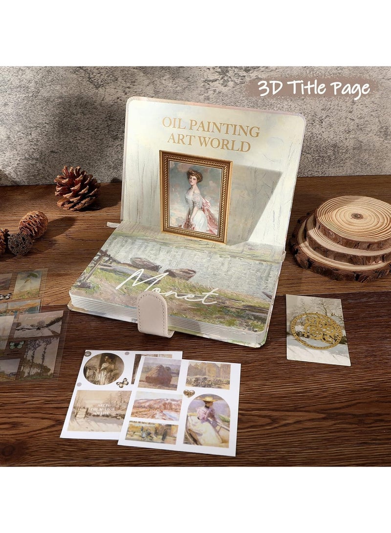 general Aesthetic Scrapbooking Kit, Vintage Oil Painting Bullet Junk Journal Kit with Scrapbooking Supplies, B6 Notebook with Full Colour Inserts DIY Scrapbooking - Image 3