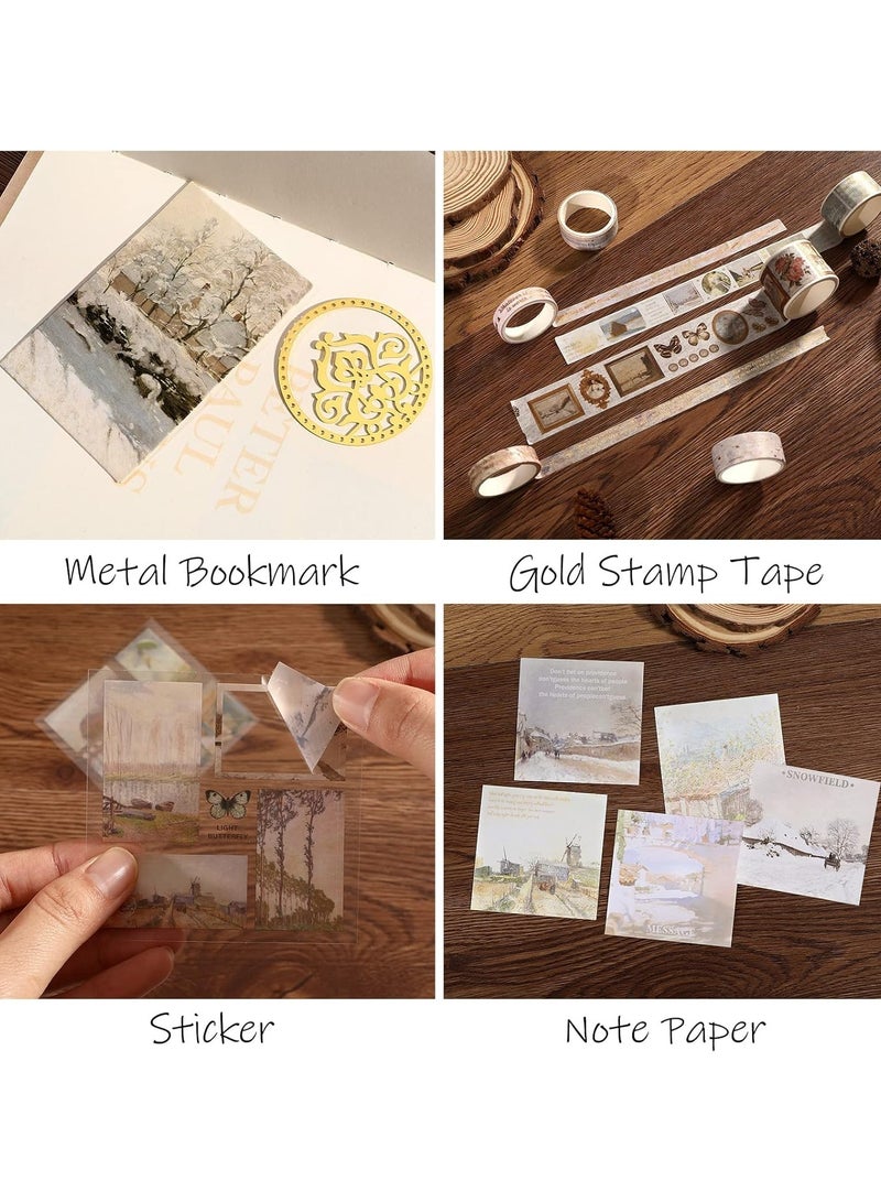 general Aesthetic Scrapbooking Kit, Vintage Oil Painting Bullet Junk Journal Kit with Scrapbooking Supplies, B6 Notebook with Full Colour Inserts DIY Scrapbooking - Image 4