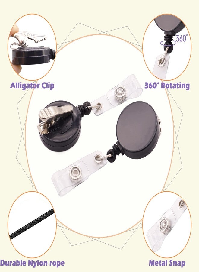 Anffilona Badge Reels Retractable,Student Badge Holders,Retractable ID Name Badge Holder Reels with Alligator Clip (6 Pack Black) - Image 3