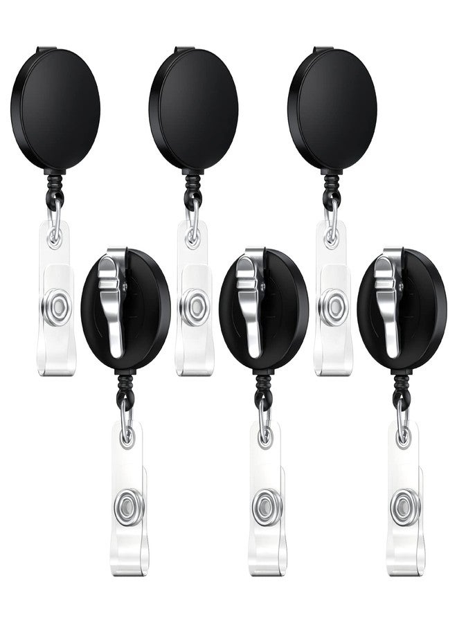 Anffilona Badge Reels Retractable,Student Badge Holders,Retractable ID Name Badge Holder Reels with Alligator Clip (6 Pack Black) - Image 1
