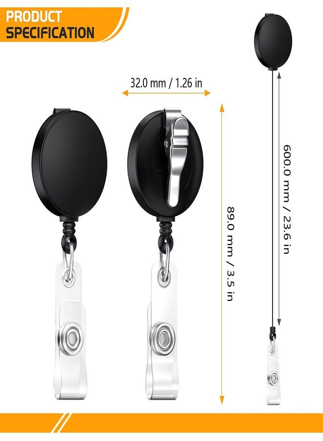 Anffilona Badge Reels Retractable,Student Badge Holders,Retractable ID Name Badge Holder Reels with Alligator Clip (6 Pack Black) - Image 2