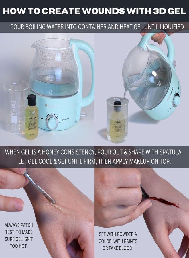 mehron مكياج مهرون جل 3-D | مكياج تأثيرات خاصة بالجيلاتين | جل تأثيرات الهالوين والندوب | جلد مزيف للمسرح، الشاشة، المسرحيات، الكوسبلاي، والهالوين (8 أوقية) (أحمر دموي) - Image 4