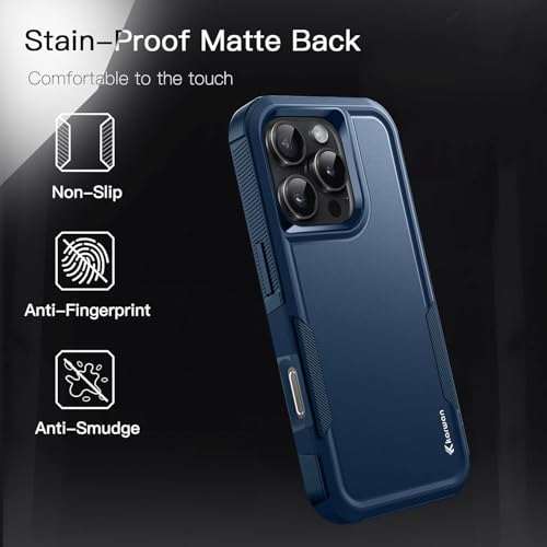KARWAN Shockproof Back Case Cover Compatible with iPhone 16 Pro Max, Heavy Duty Case with 360 Degree Camera Protection, Dual Layer Rugged Bumper Protection Cover with Matte Finish (Blue) - Image 3
